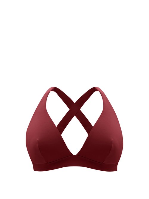 Form And Fold – The Tri Crossover-back D-g Bikini Top Red Beachwear