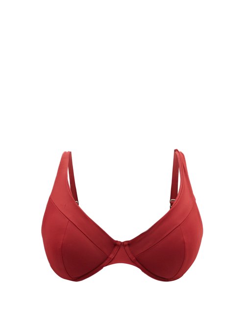 Form And Fold - The Line Underwired D-g Bikini Top Red Beachwear