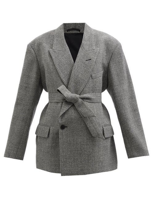 Buy Raey - Exaggerated-shoulder Wool-blend Suit Jacket Grey online - shop best Raey clothing sales