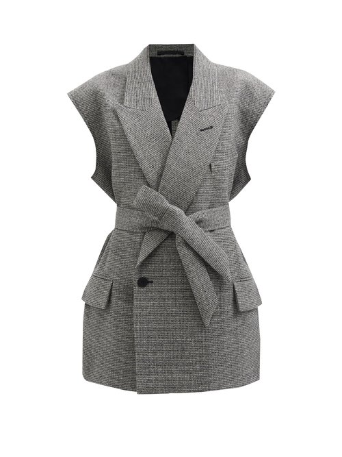 Raey - Sleeveless Raw-edge Wool-blend Belted Jacket Grey
