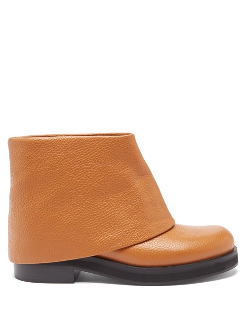 JW Anderson - Fold-over Grained-leather Boots Tan