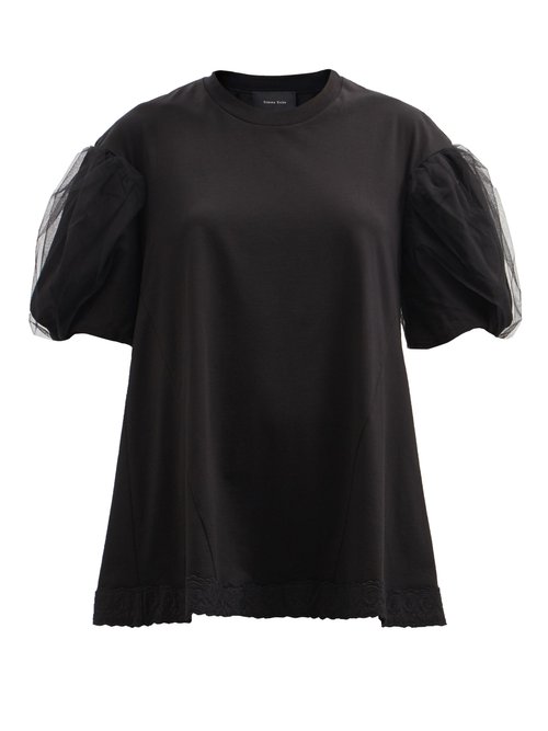 Simone Rocha - Tulle And Lace-trim Cotton-jersey T-shirt Black