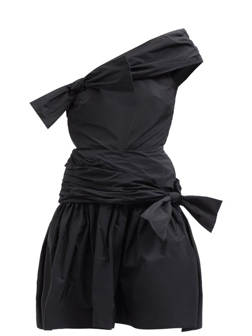 Molly Goddard - Meredith Bow One-shoulder Taffeta Mini Dress Black