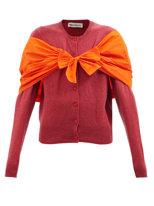 Buy Molly Goddard - Arietta Taffeta-shawl Wool Cardigan Red online - shop best Molly Goddard 