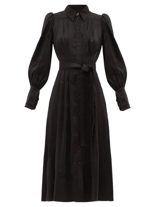 Aje - Idealist Linen-blend Voile Shirt Dress Black