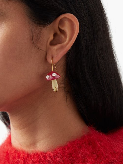 Marni Women's Gold-Tone Metal Stud Drop Earrings - Orange