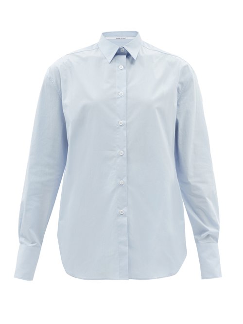 Another Tomorrow - Men's Oversized Organic-cotton Poplin Shirt Light Blue