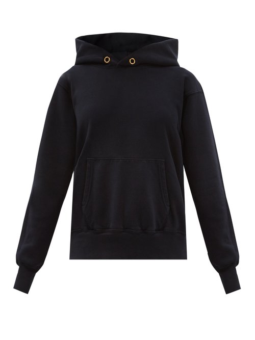 Les Tien - Brushed-back Cotton Hooded Sweatshirt Navy
