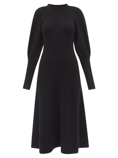Zimmermann - Ribbed Cashmere-blend Midi Sweater Dress Black