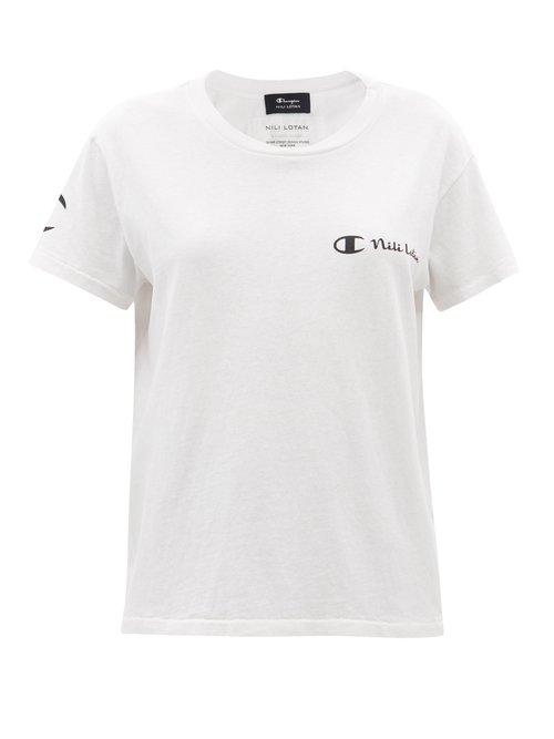 Nili Lotan X Champion - Logo-print Cotton-jersey T-shirt White
