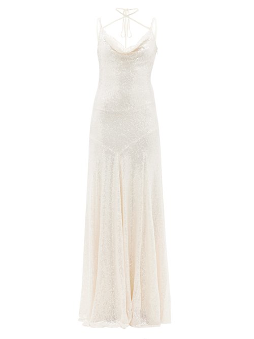 Buy 16arlington - Ottawa Cowl-neck Sequinned Dress Ivory online - shop best 16Arlington clothing sales