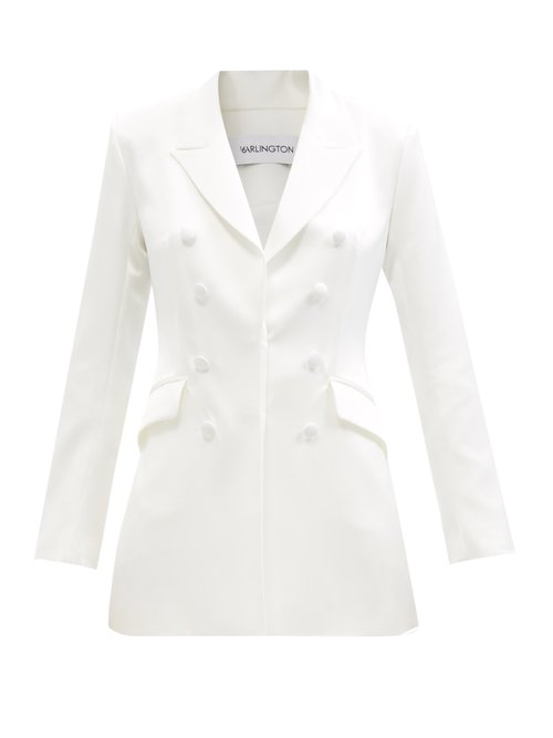 Buy 16arlington - Kiku Peak-lapel Satin Suit Jacket Ivory online - shop best 16Arlington clothing sales