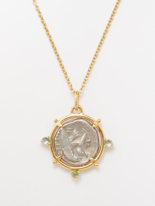 Dubini Dioscuri Silver-coin & 18kt Gold Necklace