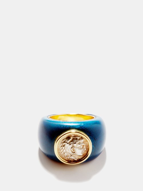 Dubini Alexander Coin, Wood & 18kt Gold Ring