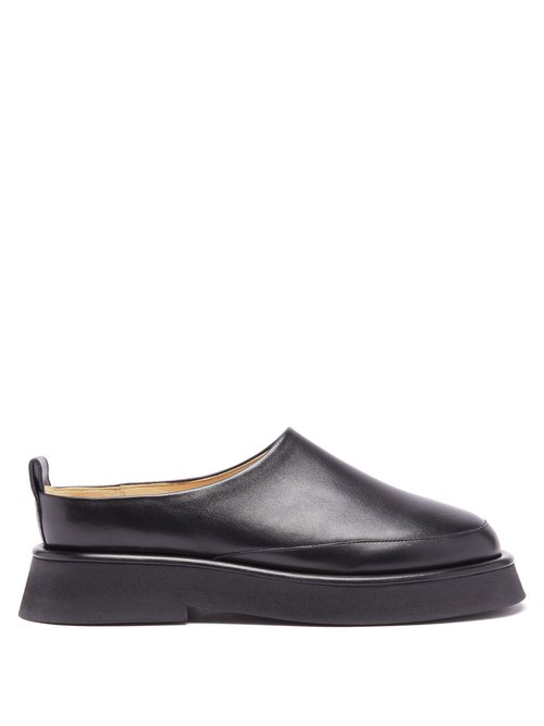 Wandler - Rosa Leather Backless Loafers Black