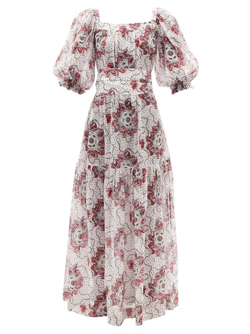The Vampire's Wife - The Guardian Meadow-rose Print Cotton-poplin Dress White