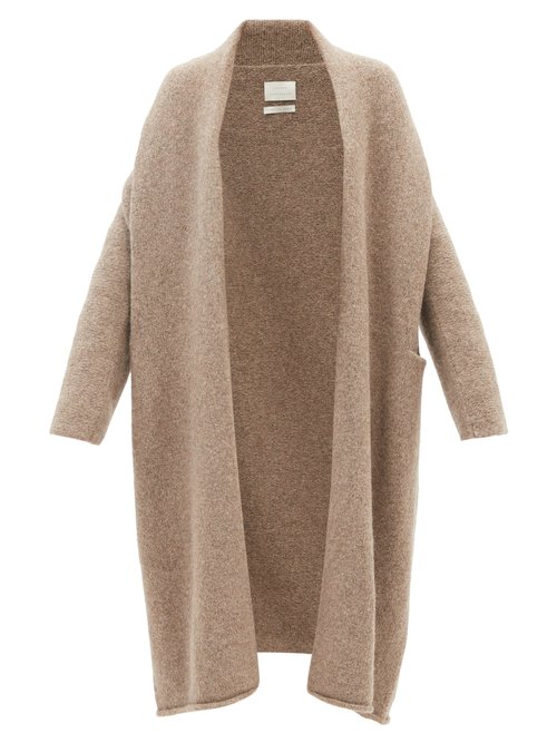 Buy Lauren Manoogian - Shawl-collar Alpaca-blend Longline Cardigan Dark Beige online - shop best Lauren Manoogian 
