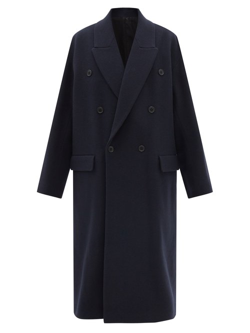 Raey - Double-breasted Dropped-shoulder Wool Overcoat Dark Navy