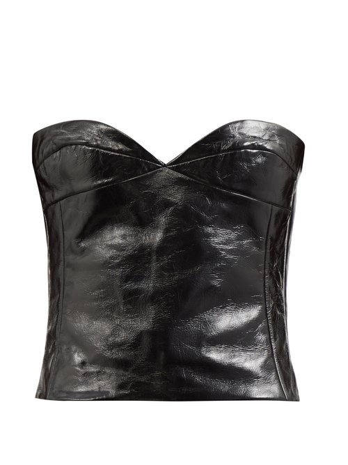 Khaite - Prim Crinkled-leather Bustier Top - Womens - Black