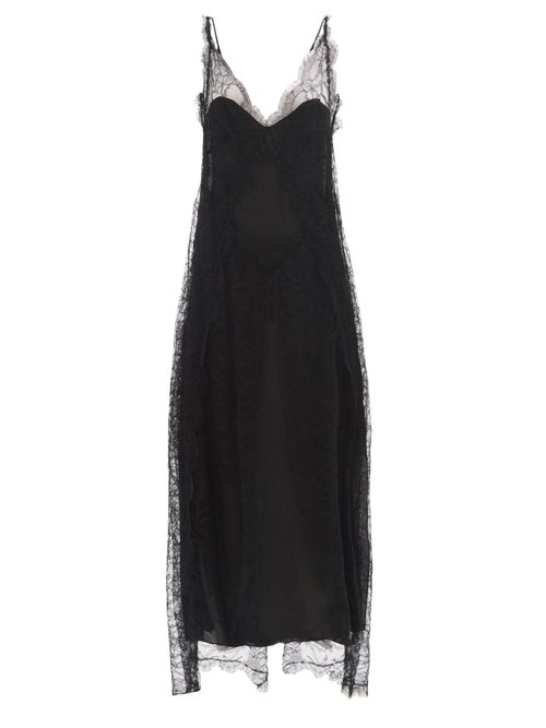 Khaite Ash Plunge-back Chantilly-lace Slip Dress