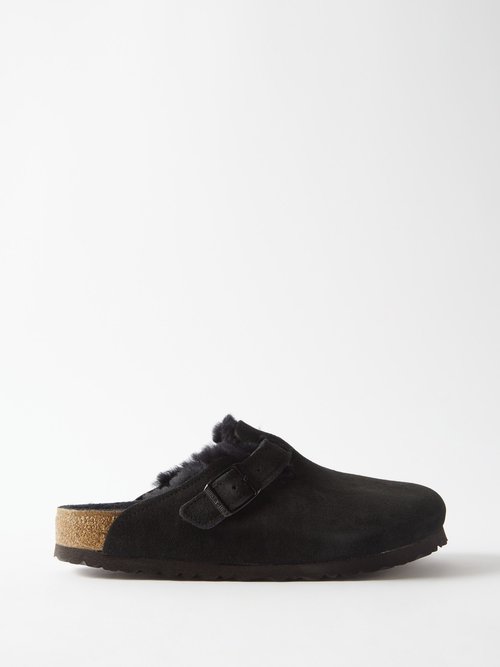 Boston Shearling-lined Suede Backless Loafers