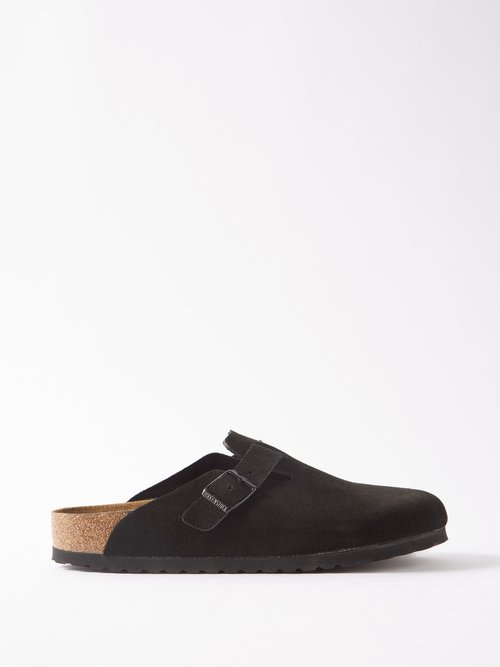 Boston Buckled Suede Backless Loafers