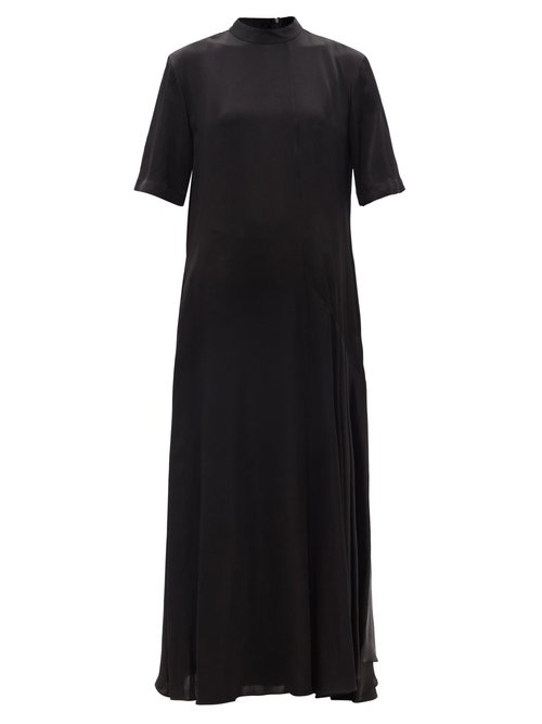 Buy Raey - Stand-collar Cupro T-shirt Dress Black online - shop best Raey clothing sales