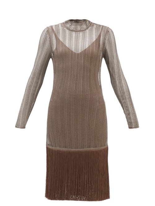 Fringed Open-knit Dress