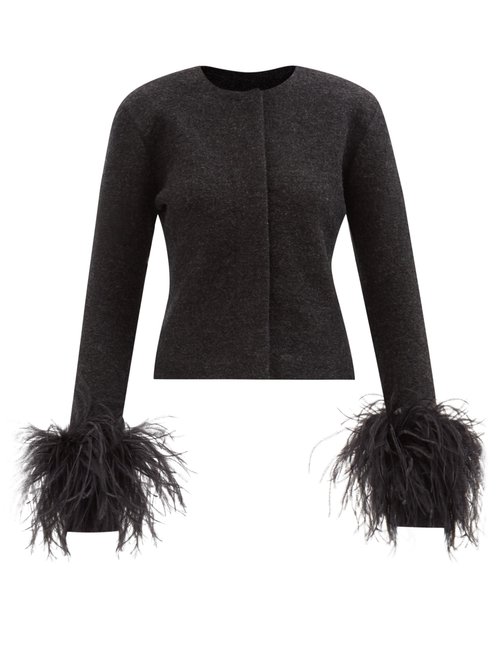 16arlington - Oka Feather-trim Wool-mélange Jacket Black