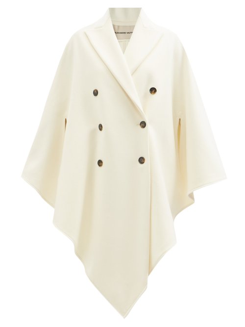 Alexandre Vauthier – Double-breasted Felted-wool Cape Coat White