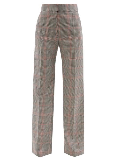 High-rise Houndstooth Wool-blend Trousers