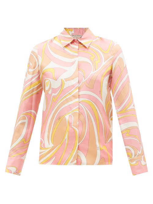 Emilio Pucci - Vortici-print Silk-twill Shirt Pink Print