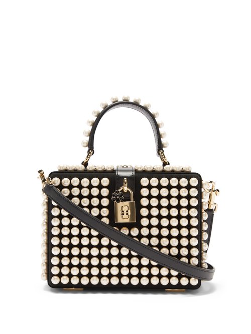 Faux-pearl Embellished Grosgrain Handbag
