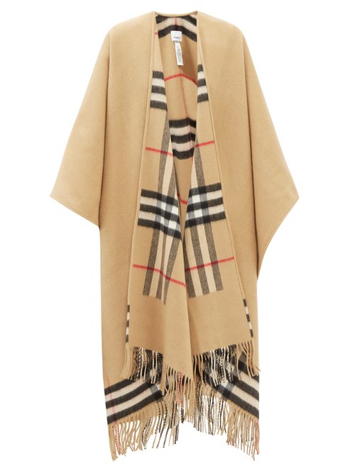 Burberry Giant-check Cashmere And Wool-blend Cape