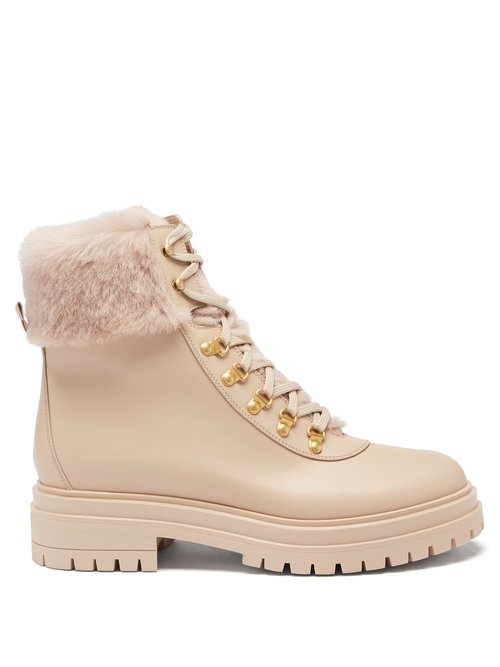 Gianvito Rossi – Alaska Shearling And Leather Boots Beige