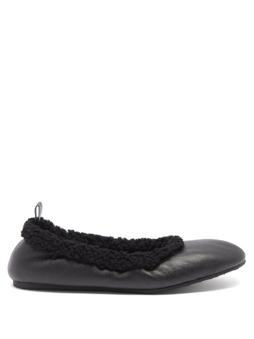 Gianvito Rossi - Shearling-lined Leather Flats Black
