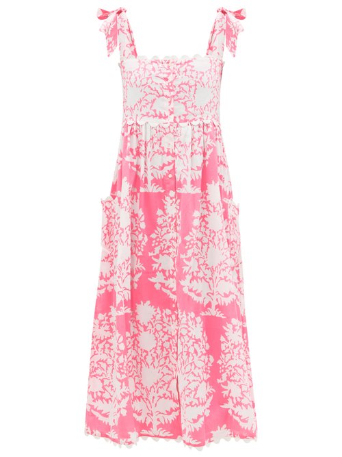 Juliet Dunn - Floral-print Cotton-voile Midi Dress Pink Print