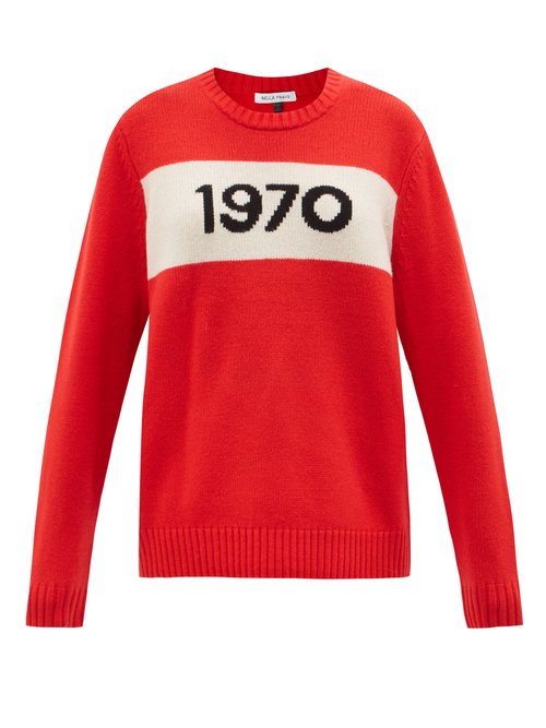 Bella Freud - 1970-intarsia Merino-wool Sweater Red
