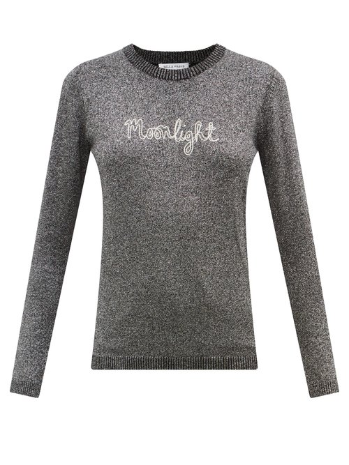 Bella Freud - Moonlight-embroidered Wool-blend Sweater Silver