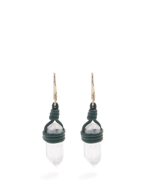 Jemma Rock Crystal & Leather Drop Earrings