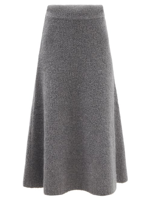 Buy Gabriela Hearst - Pablo Flared Cashmere-blend Bouclé Skirt Dark Grey online - shop best Gabriela Hearst 