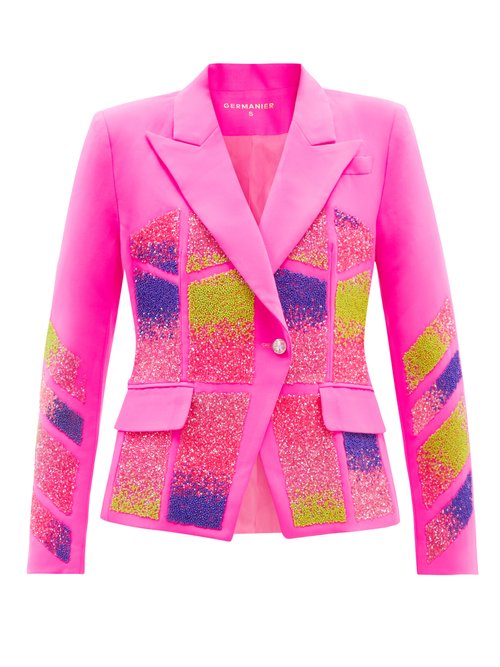 Germanier - Crystal-embellished Upcycled Twill Blazer Pink