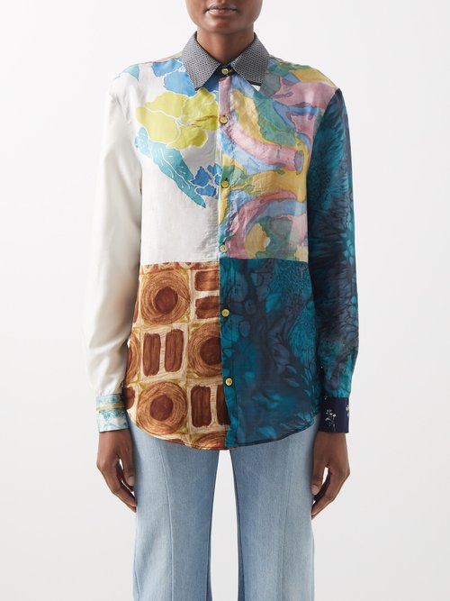 Conner Ives - Patchworked Silk-blend Shirt Multi