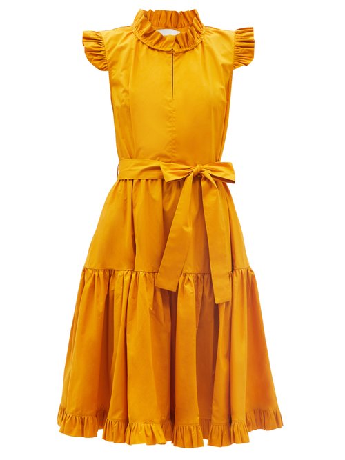 La DoubleJ - Short And Sassy Ruffled Cotton-poplin Dress Yellow