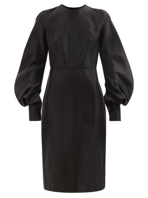 Buy Tom Ford - Balloon-sleeve Silk-duchesse Midi Dress Black online - shop best Tom Ford clothing sales