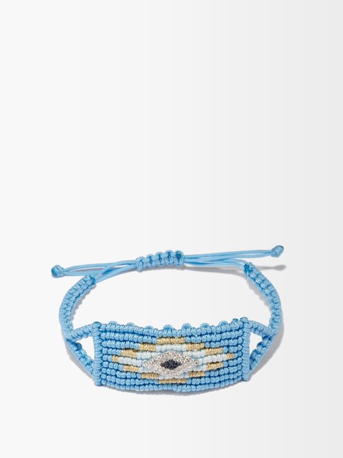 Diane Kordas Evil Eye Diamond, Sapphire & Cord Bracelet