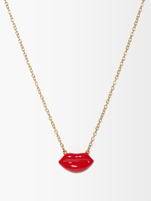 Alison Lou Lips-charm 14kt Gold Necklace
