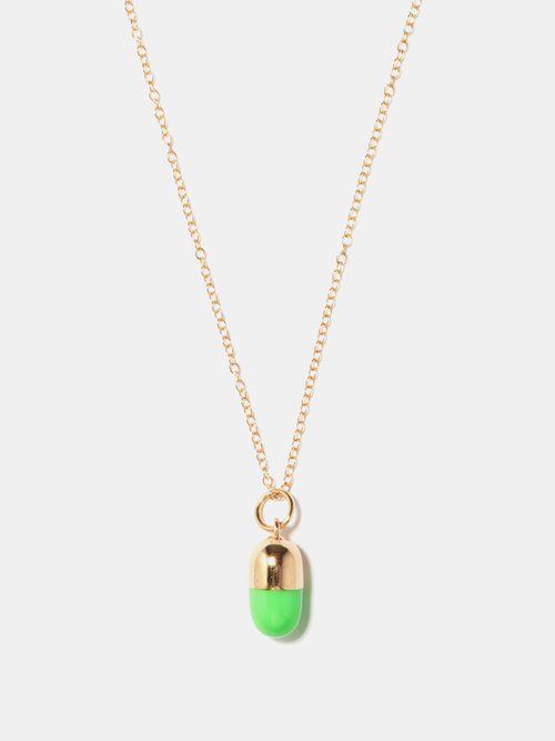 Alison Lou Pill Enamel & 14kt Gold Necklace