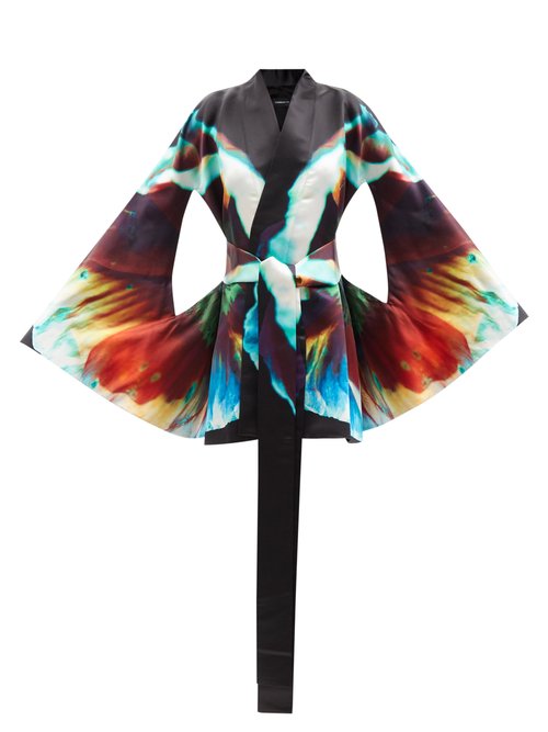 Buy Common Hours - The Mini Printed Silk-satin Robe Dress Multi online - shop best COMMON HOURS clothing sales