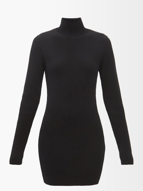 Gauge81 - Herning Backless Merino Wool Mini Dress Black